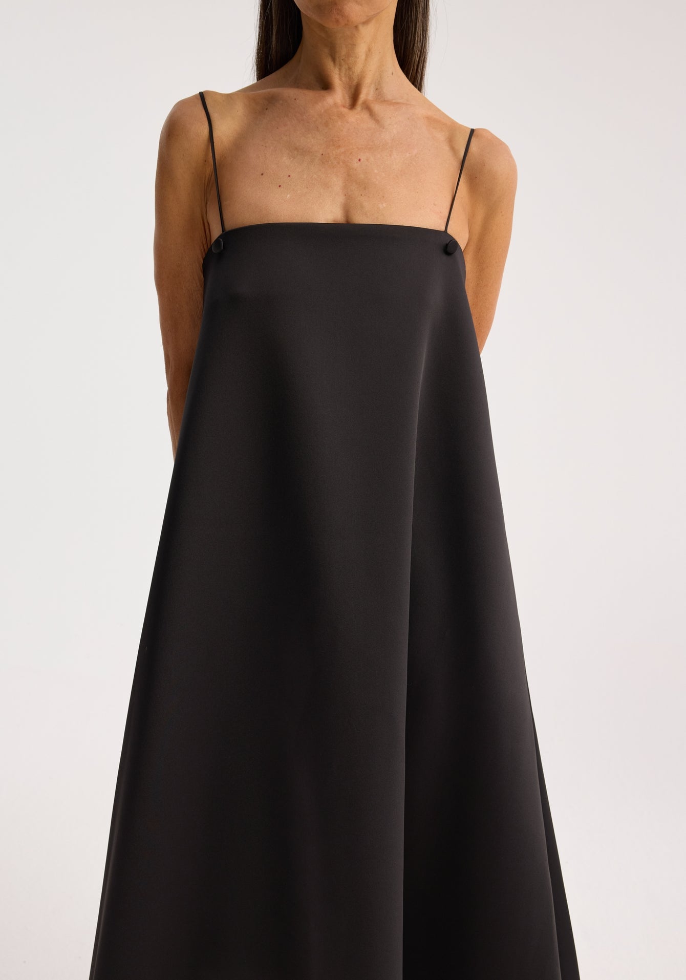 Evening Satin Strap Dress - Black