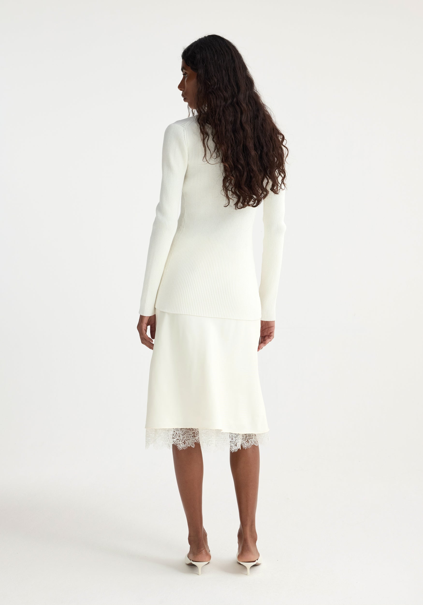 Elongated Rib Cardigan - Off White