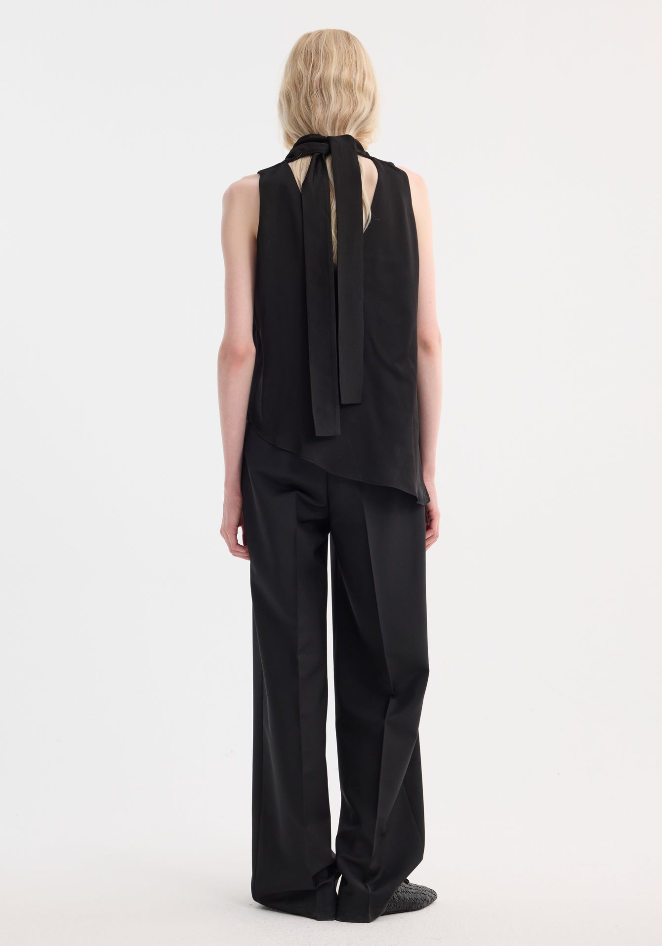 Rohe-Sleeveless Drape Satin Top - Black-Tops-Boboli-Vancouver-Canada