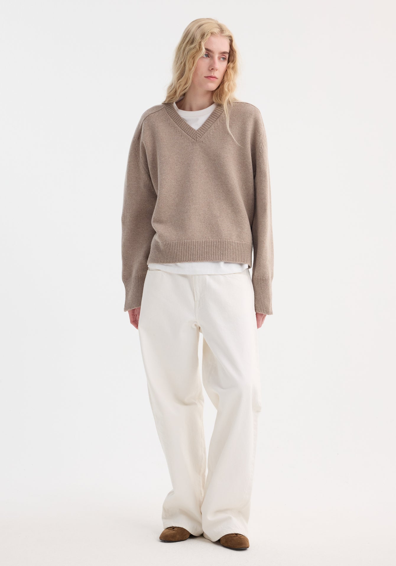 Rohe-Sleeve Wrap Jumper - Taupe Melange-Sweaters-Boboli-Vancouver-Canada