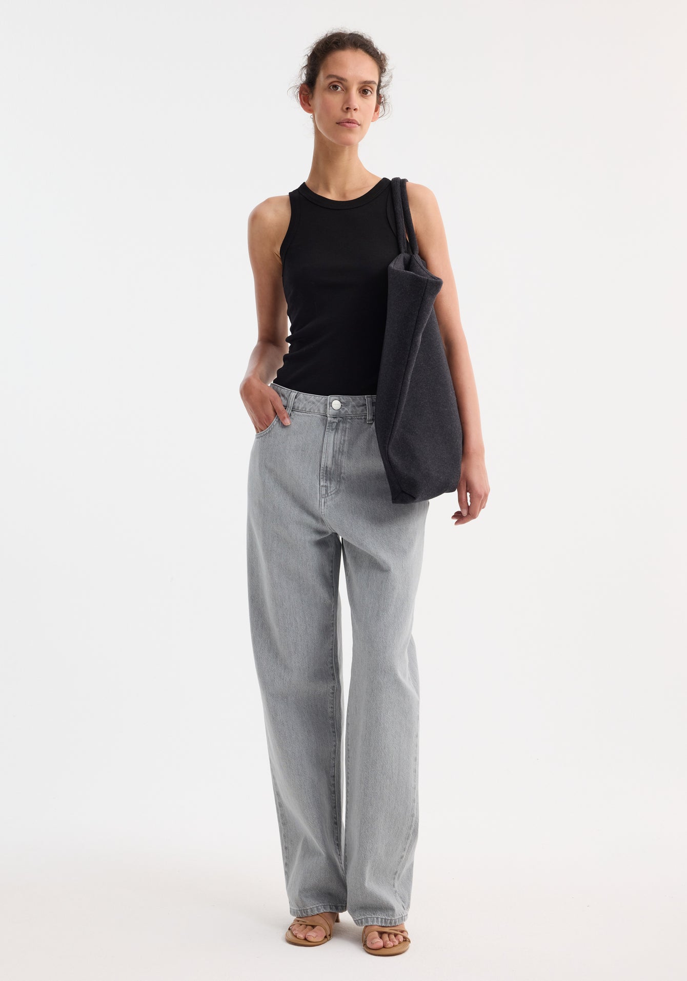 Rohe-Signature Baggy Fit Denim - Washed Grey-Pants-Boboli-Vancouver-Canada