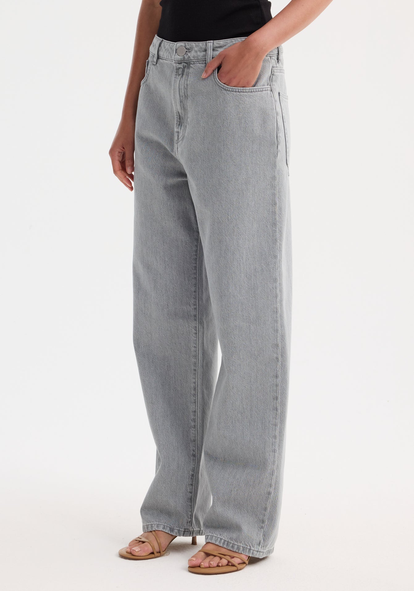 Rohe-Signature Baggy Fit Denim - Washed Grey-Pants-Boboli-Vancouver-Canada
