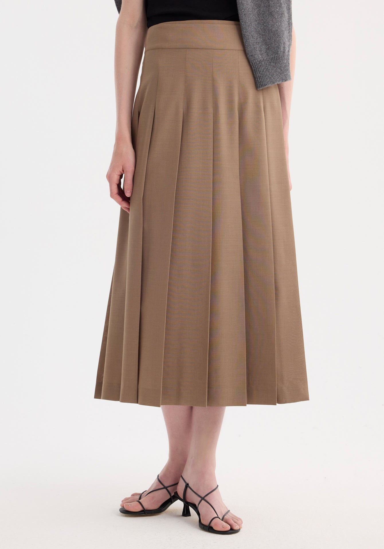 Rohe-Plisse Wrap Skirt - Khaki-Skirts-Boboli-Vancouver-Canada