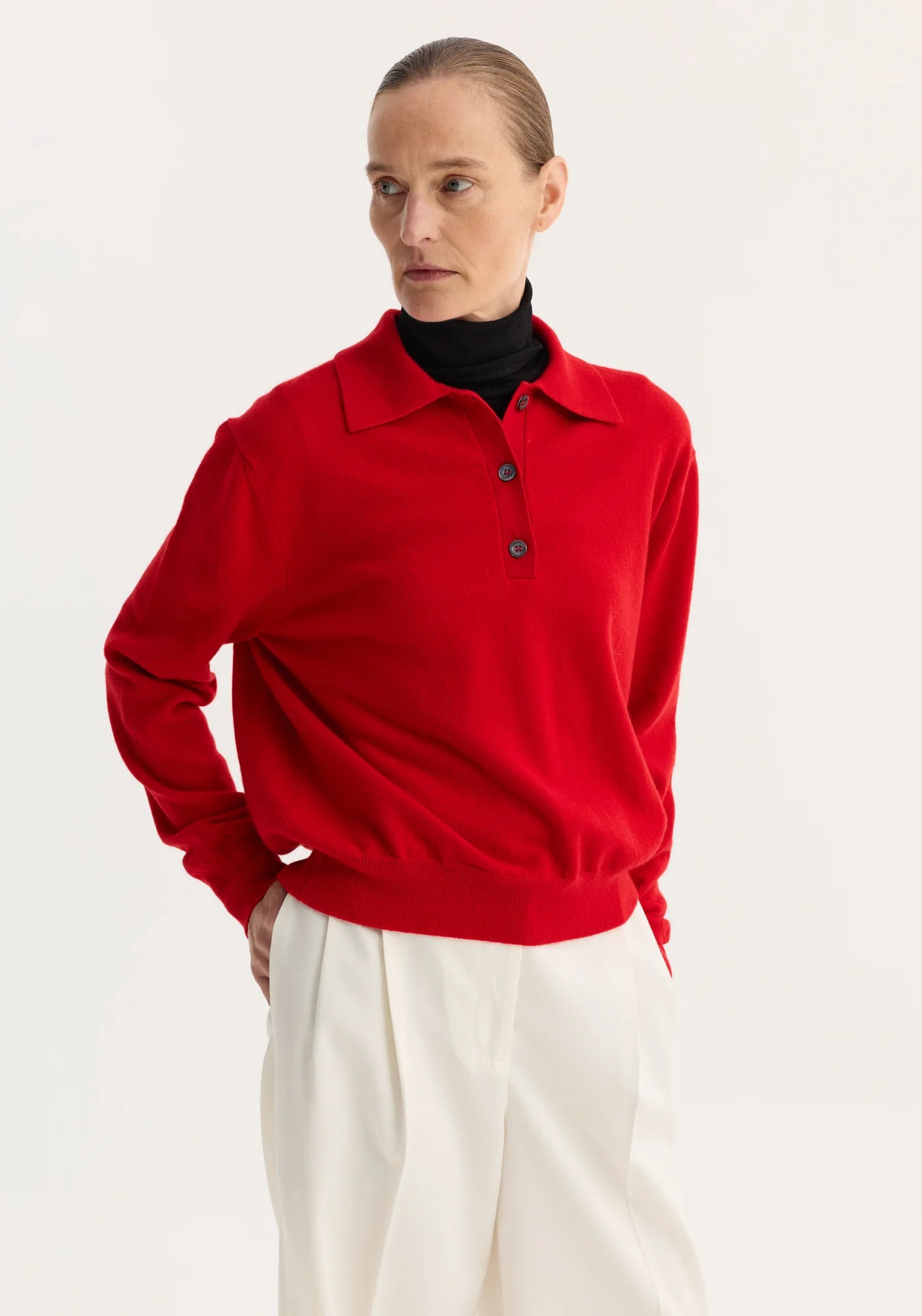 Wool Cashmere Polo - Red