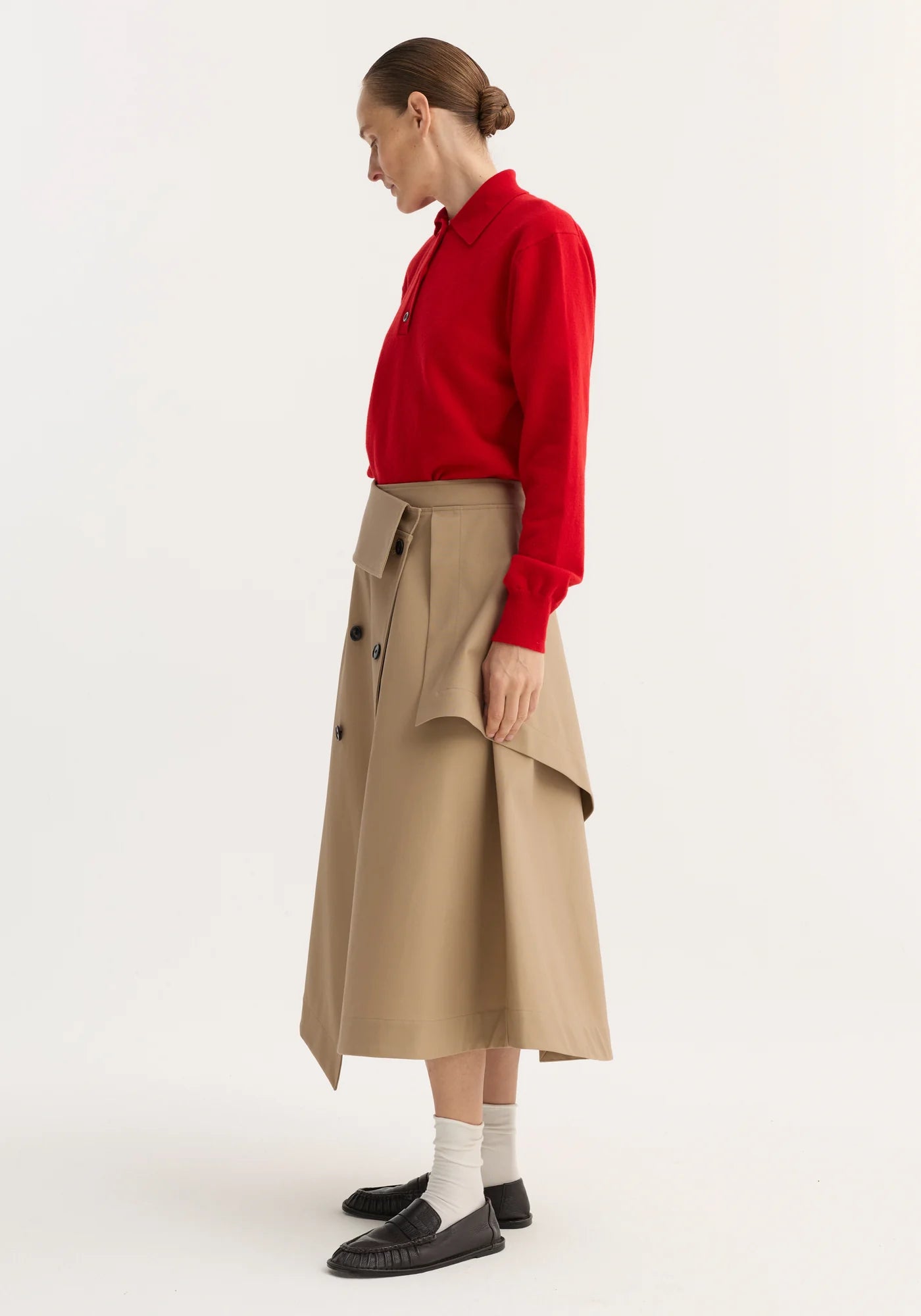Deconstructed Trench Skirt - Sand