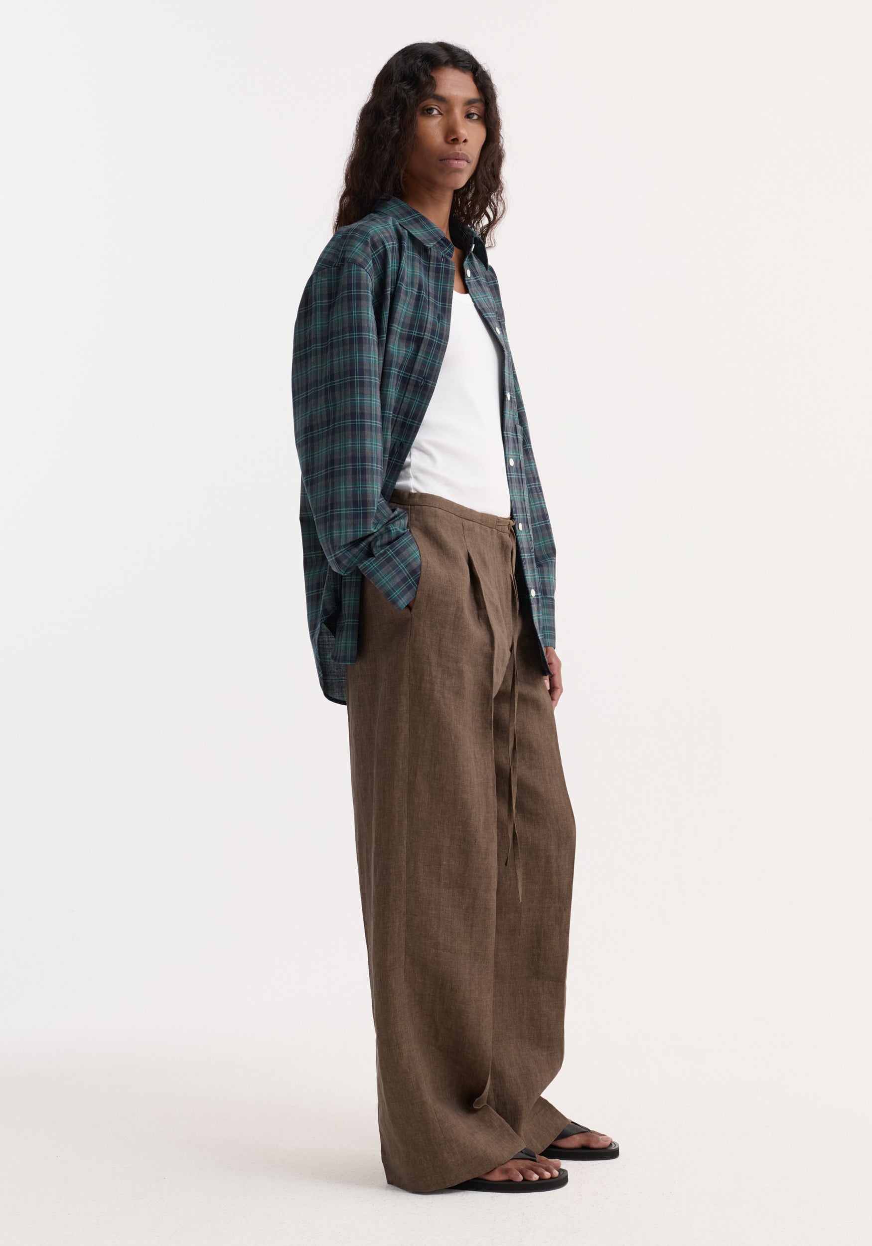 Rohe-Oversized Check Shirt - Retro Green-Shirts-Boboli-Vancouver-Canada