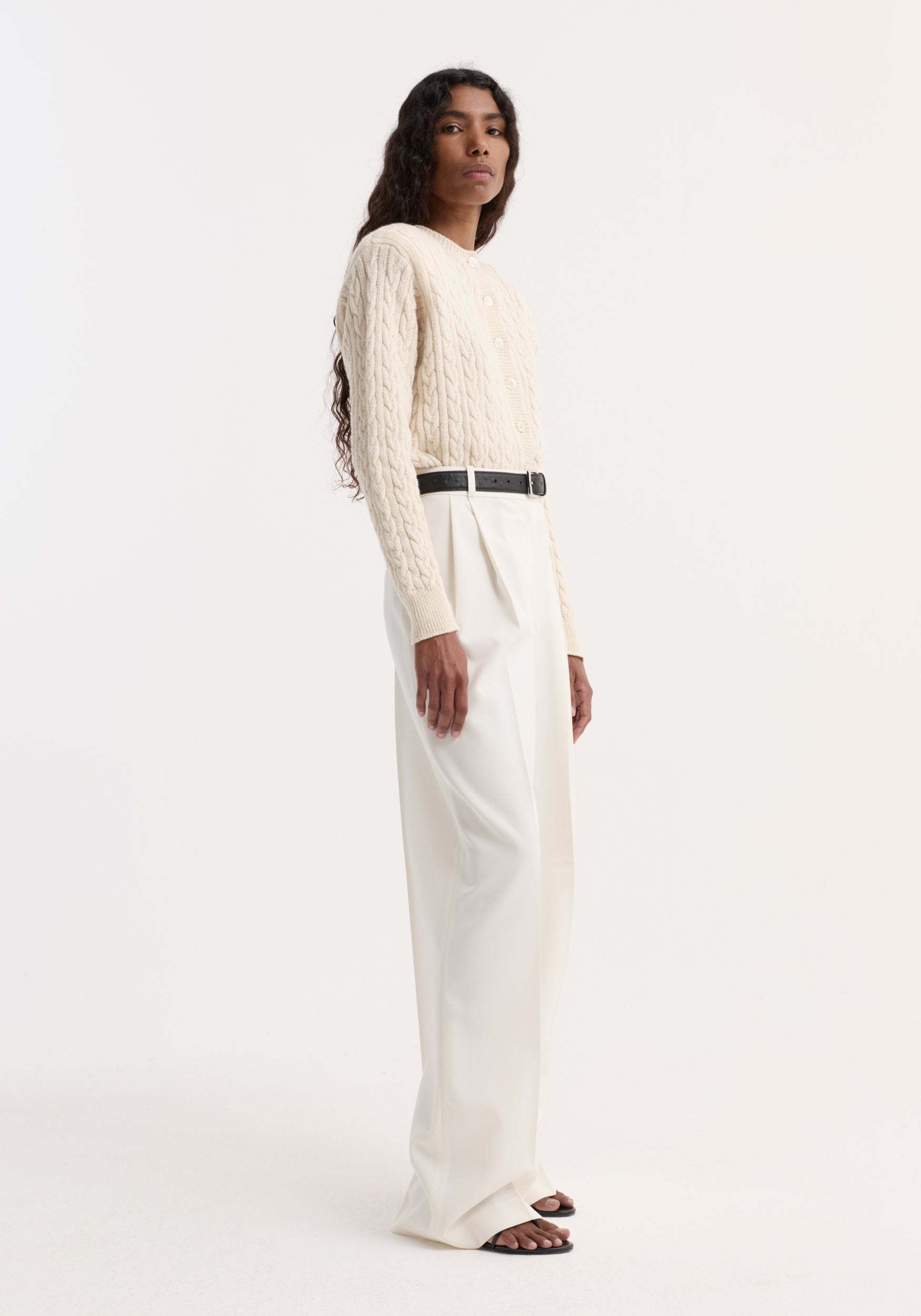 Rohe-Fine Merino Cable Cardigan - Cream-Cardigans-Boboli-Vancouver-Canada