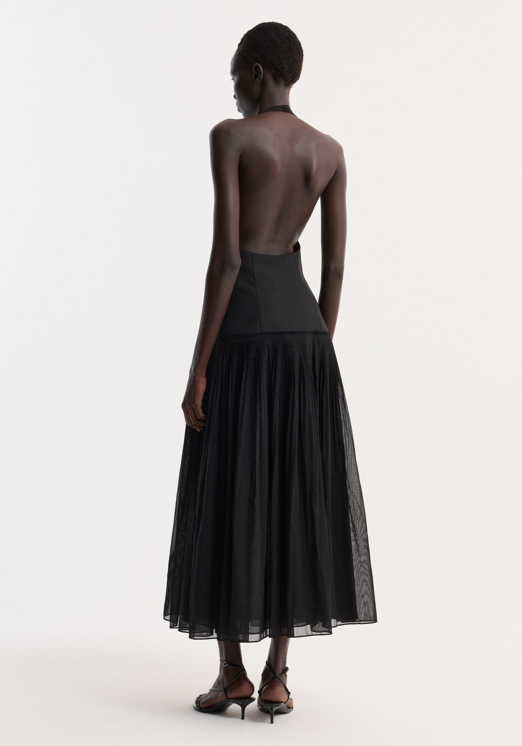 Rohe-Pleated Muslin Halter Dress - Black-Dresses-Boboli-Vancouver-Canada