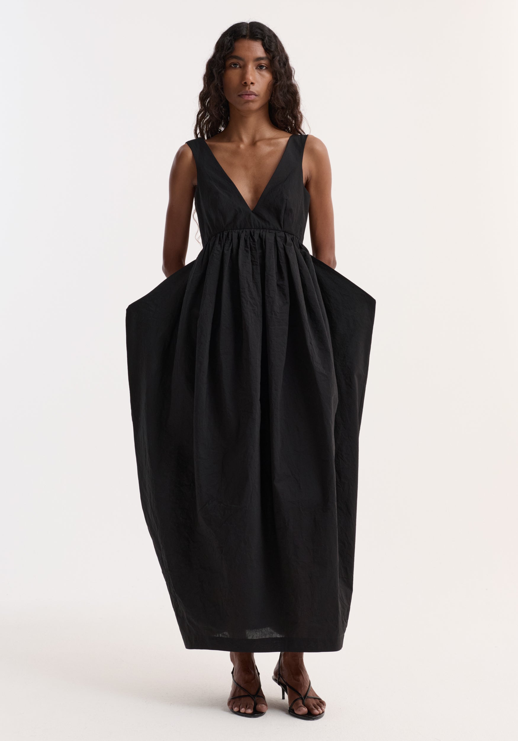 Rohe-Sculptural Textured Cotton Dress - Black-Dresses-Boboli-Vancouver-Canada