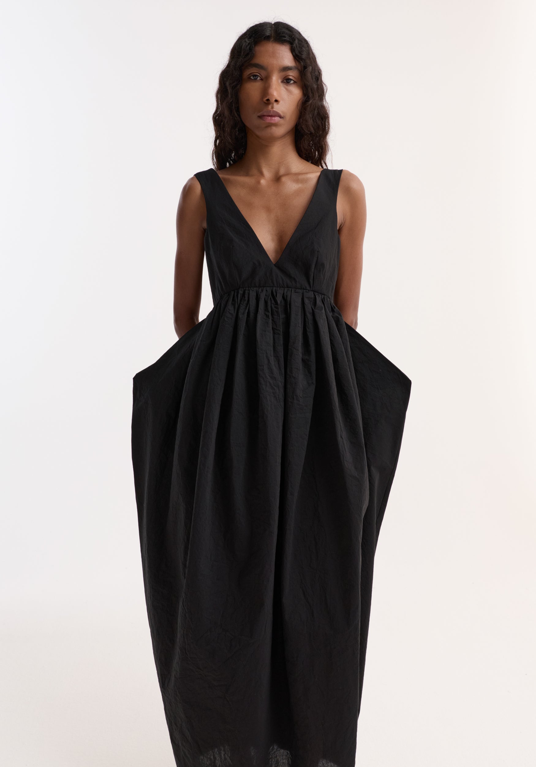 Rohe-Sculptural Textured Cotton Dress - Black-Dresses-Boboli-Vancouver-Canada