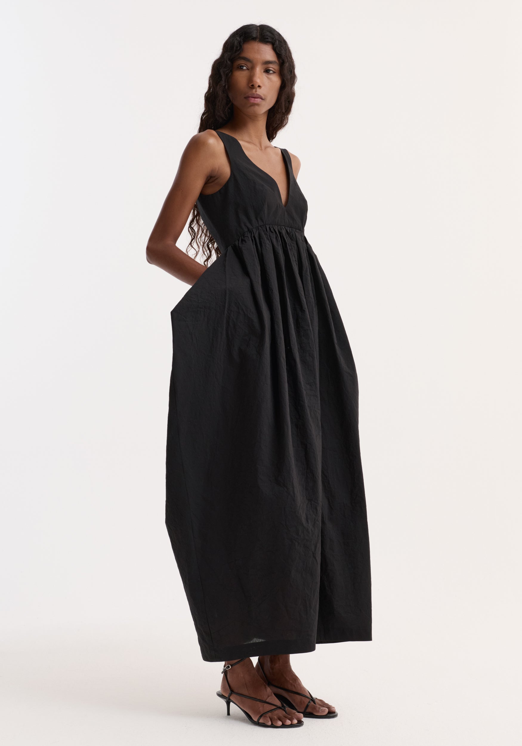 Rohe-Sculptural Textured Cotton Dress - Black-Dresses-Boboli-Vancouver-Canada