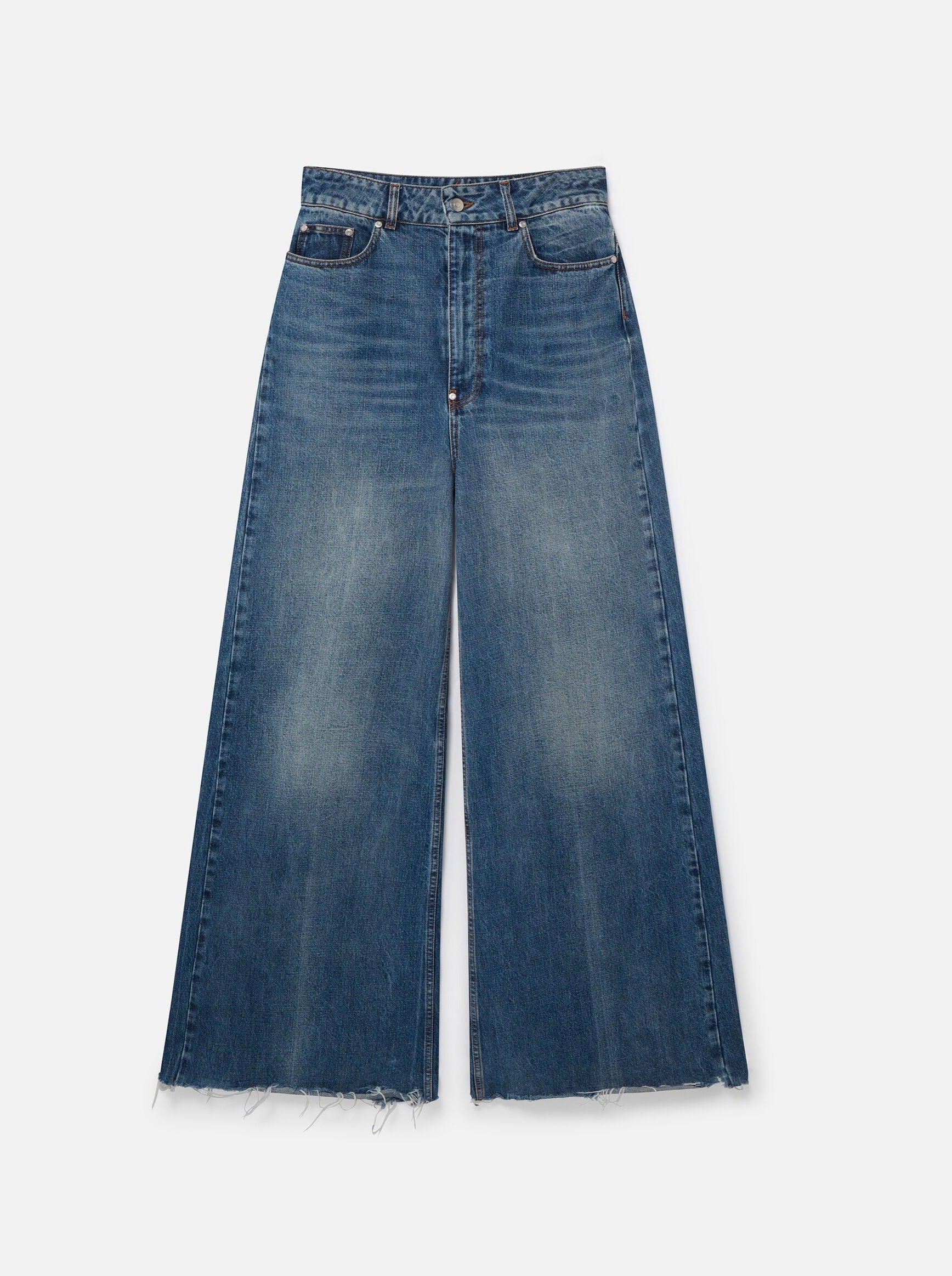 Slouchy Flared Denim Jeans - Vintage Blue