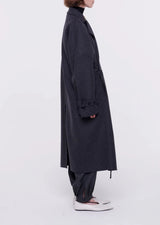 Woven Double Wool Coat - Black Grey