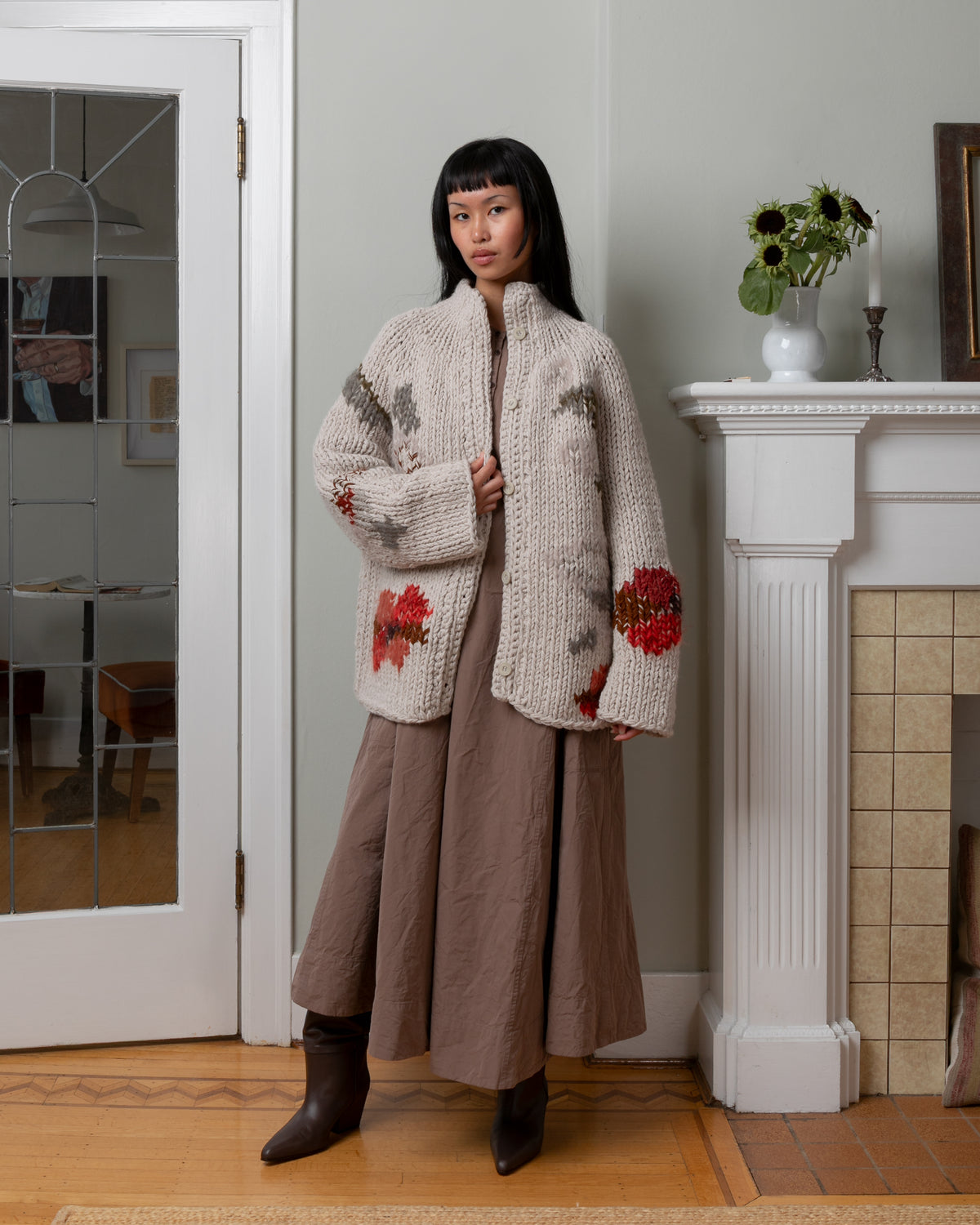 Flora Chunky Cardigan - Light Grey