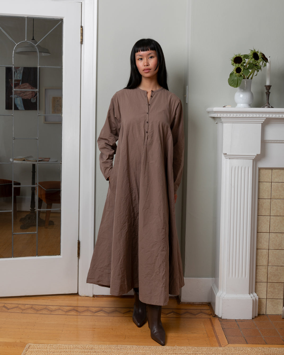 Harmony Paper Cotton Dress - Clay