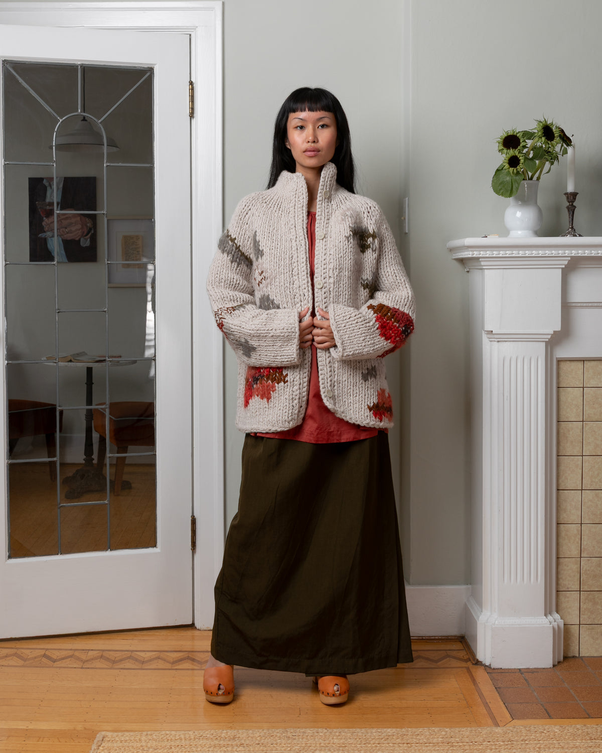Flora Chunky Cardigan - Light Grey