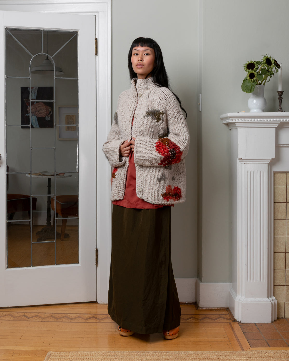 Flora Chunky Cardigan - Light Grey