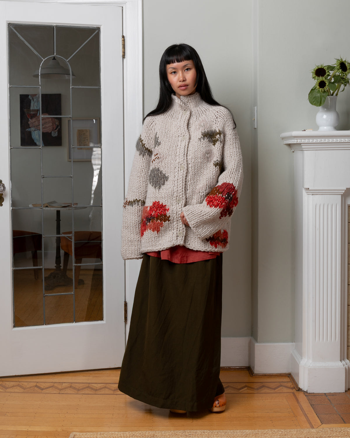 Flora Chunky Cardigan - Light Grey