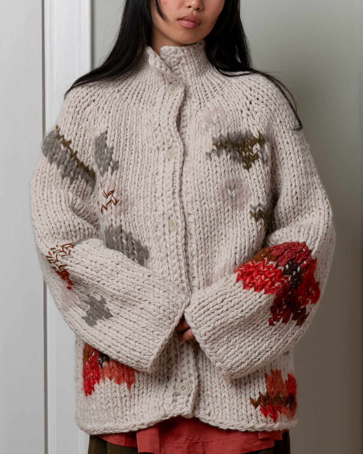 Flora Chunky Cardigan - Light Grey