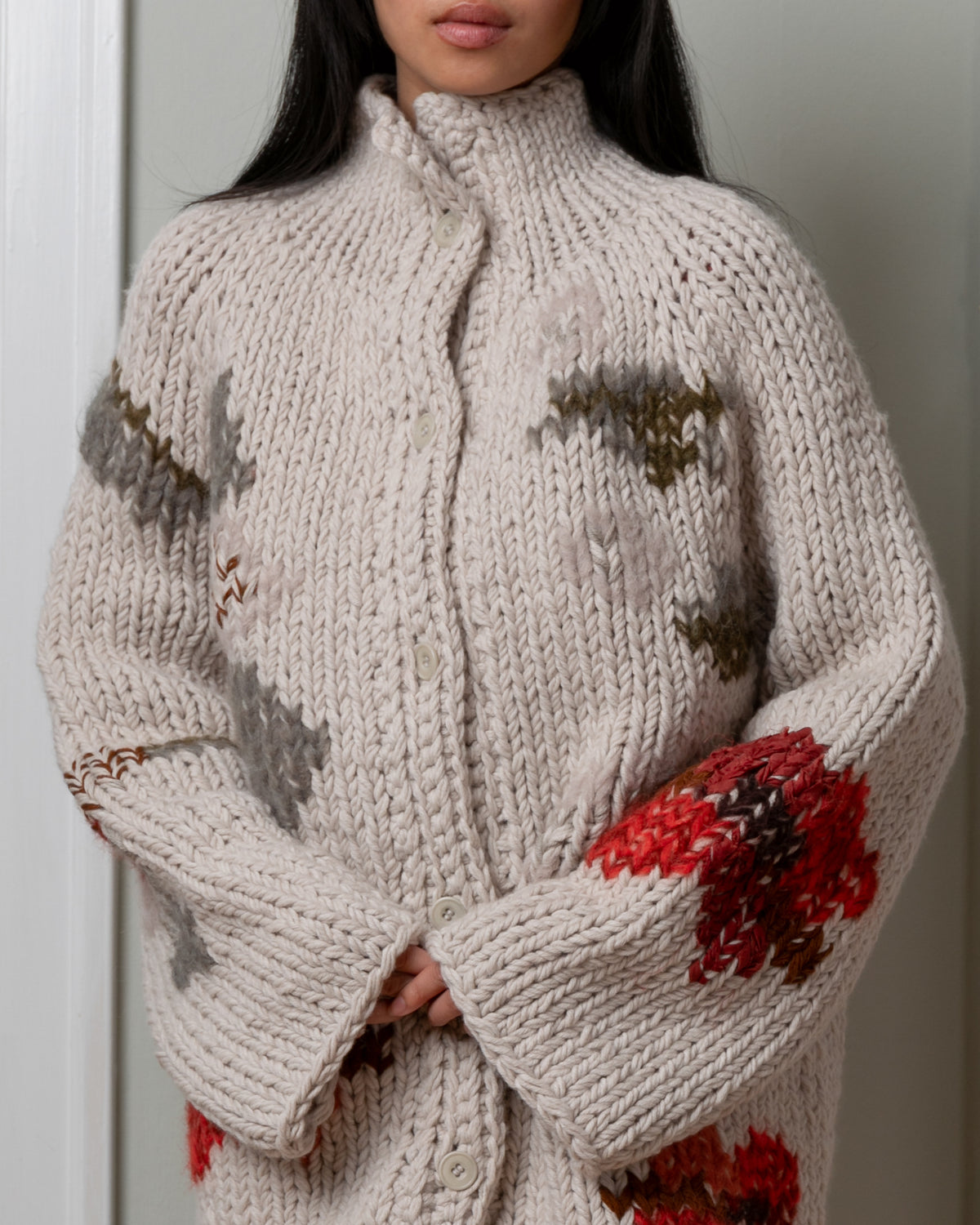 Flora Chunky Cardigan - Light Grey