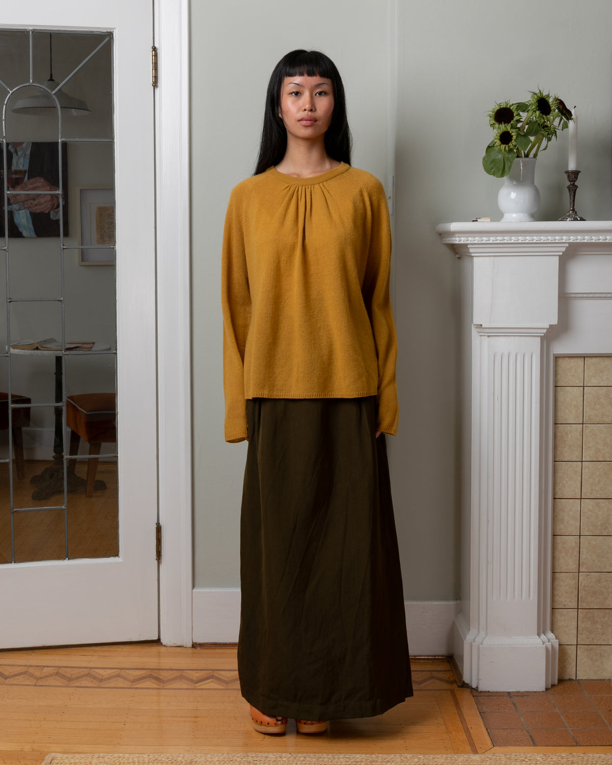 Aurelie Dry Wool Skirt - Khaki