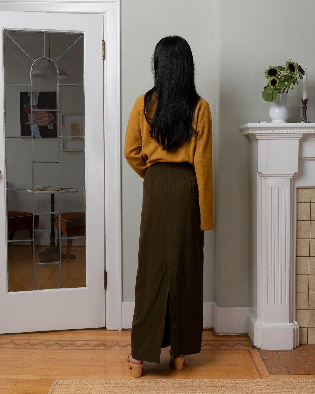Aurelie Dry Wool Skirt - Khaki