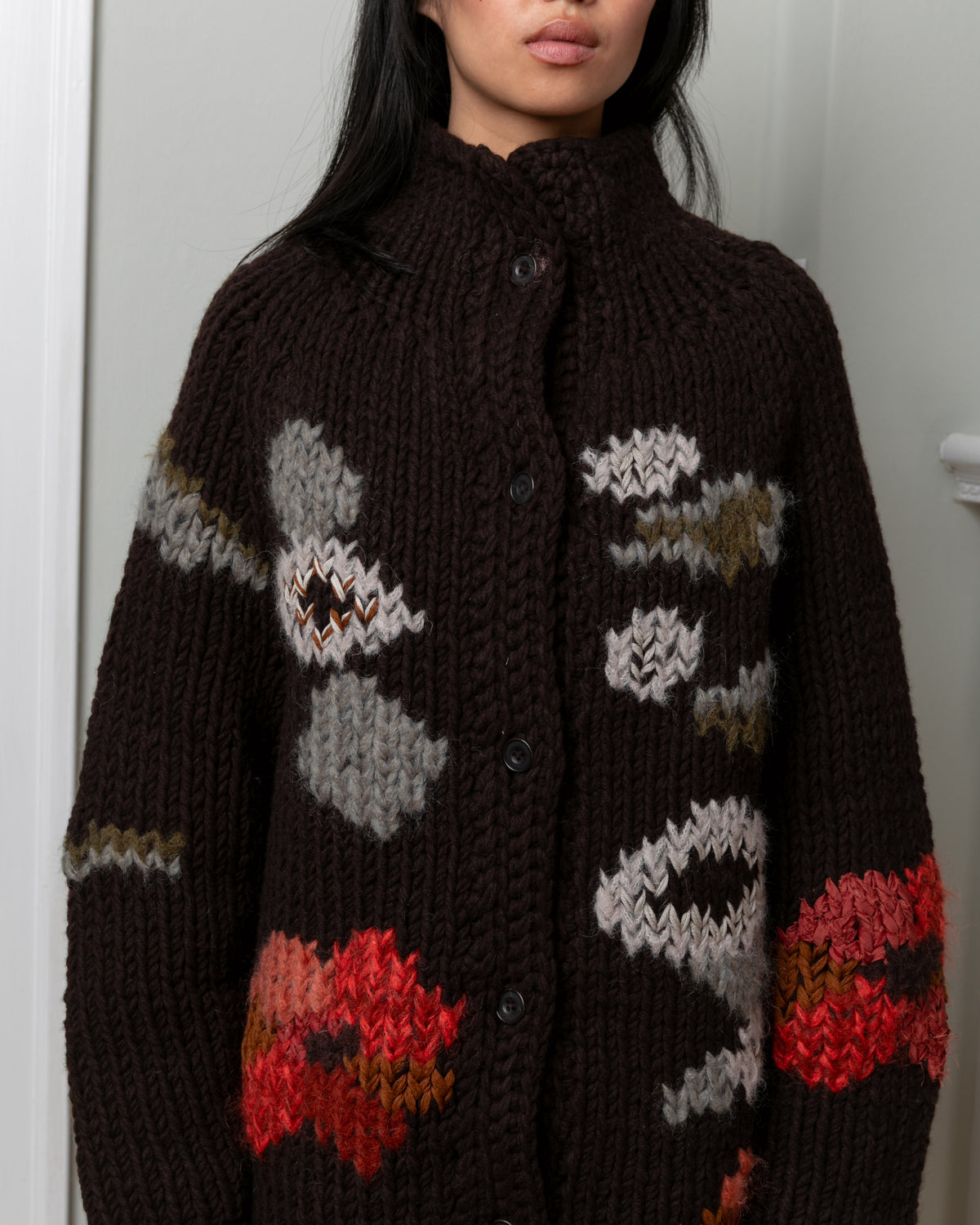 Flora Chunky Cardigan - Ebony