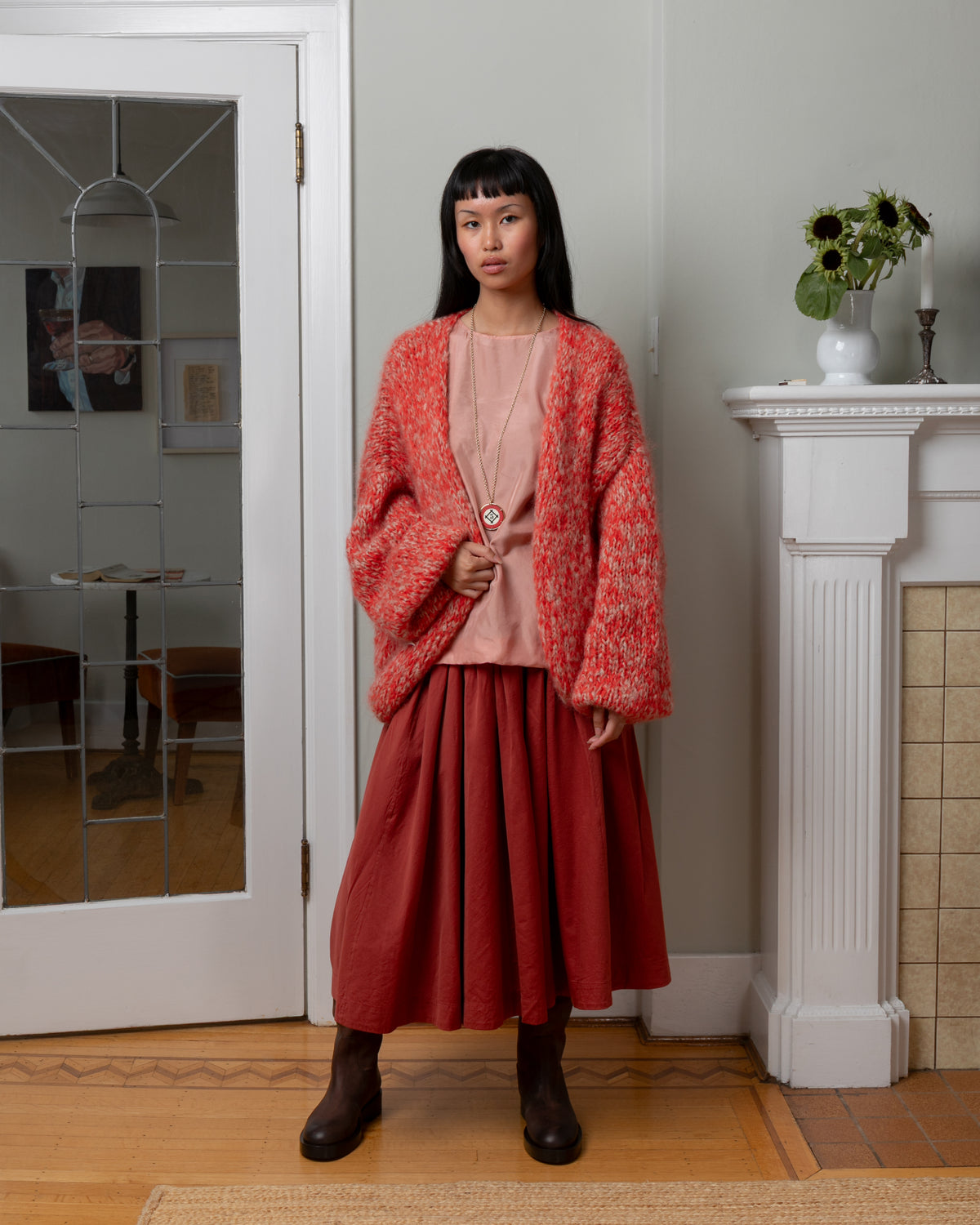 Short Cardigan - Ecru/Corail