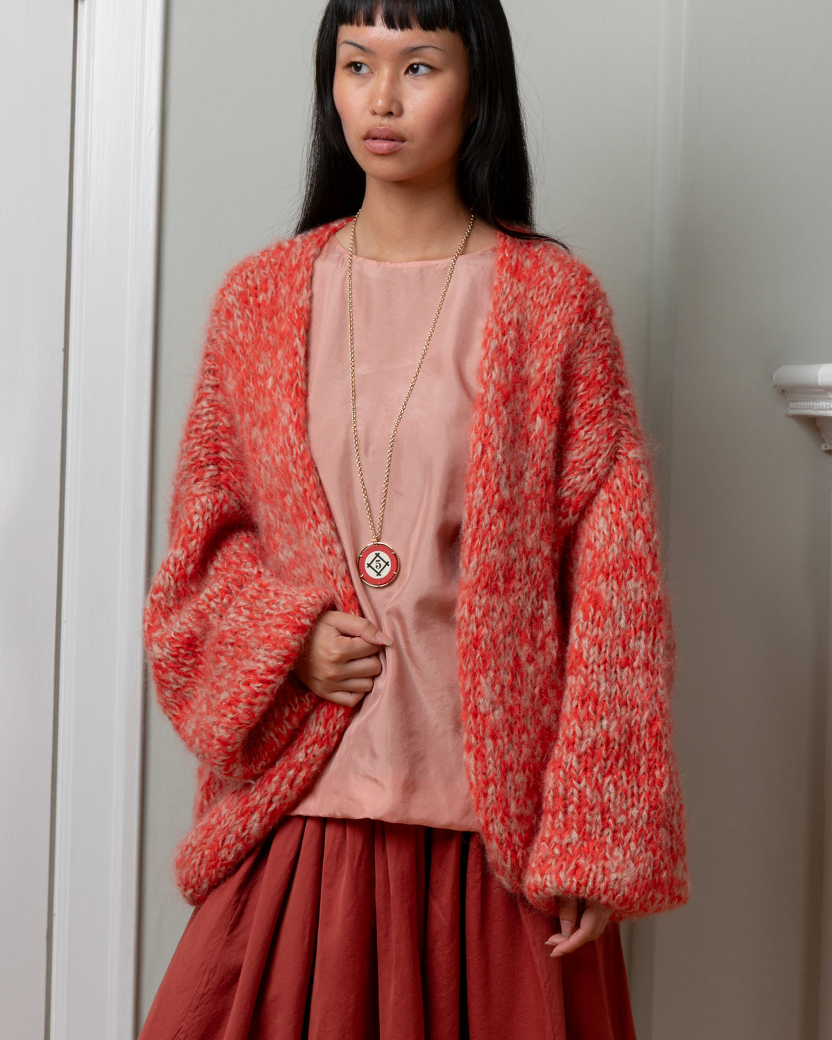 Short Cardigan - Ecru/Corail
