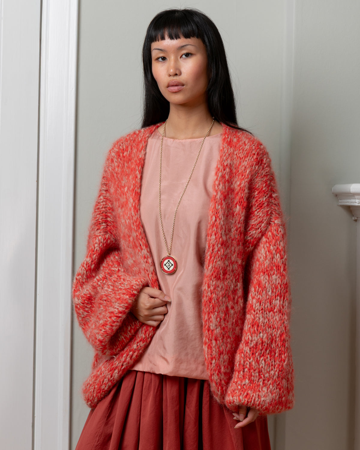 Short Cardigan - Ecru/Corail