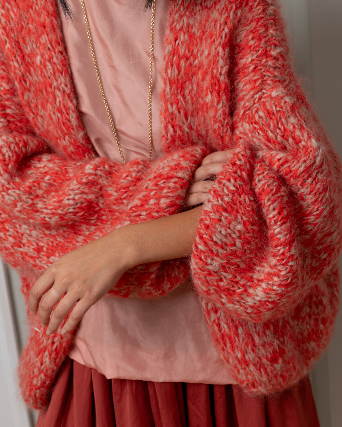 Short Cardigan - Ecru/Corail