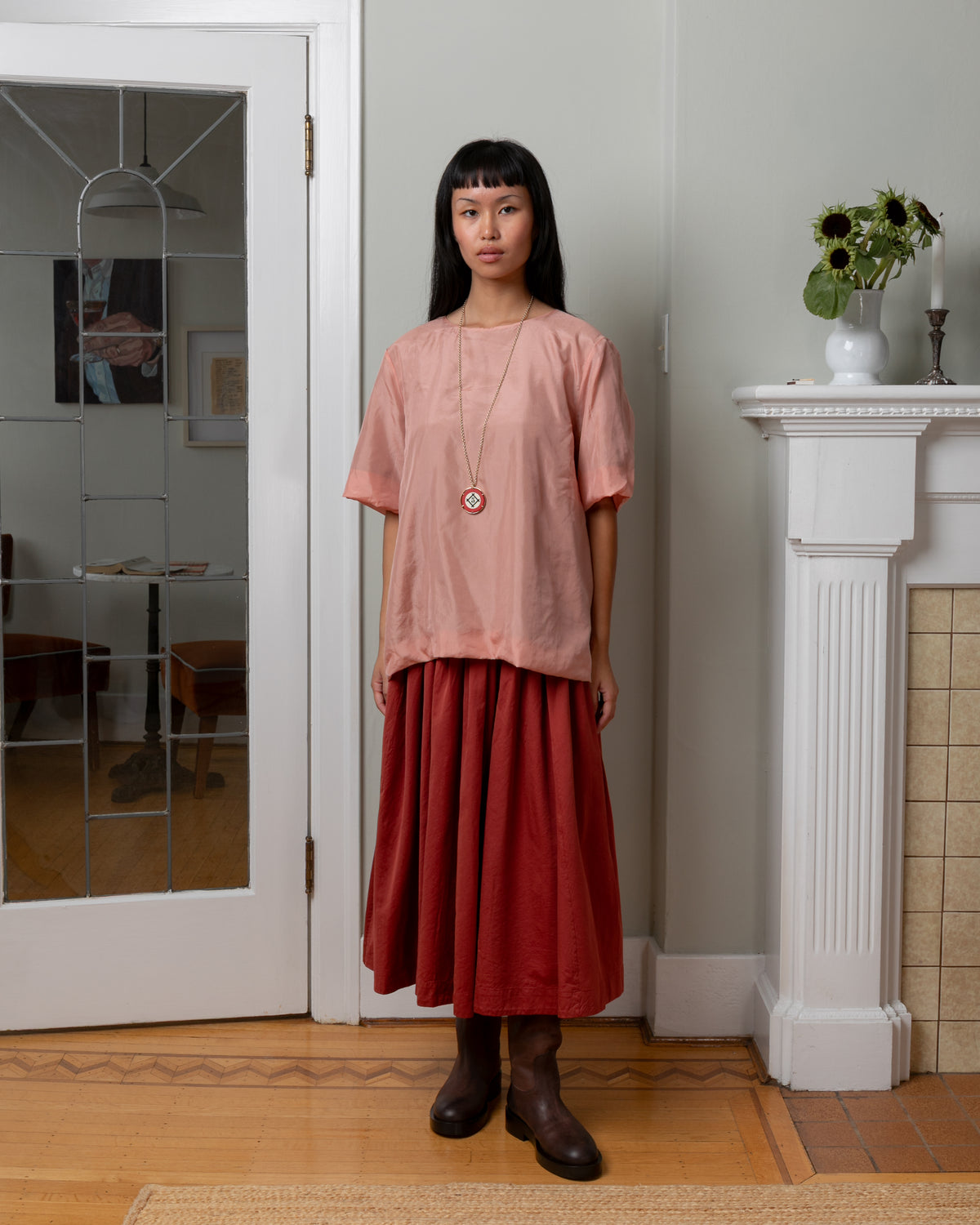 2 Layers Silk Top - Old Pink