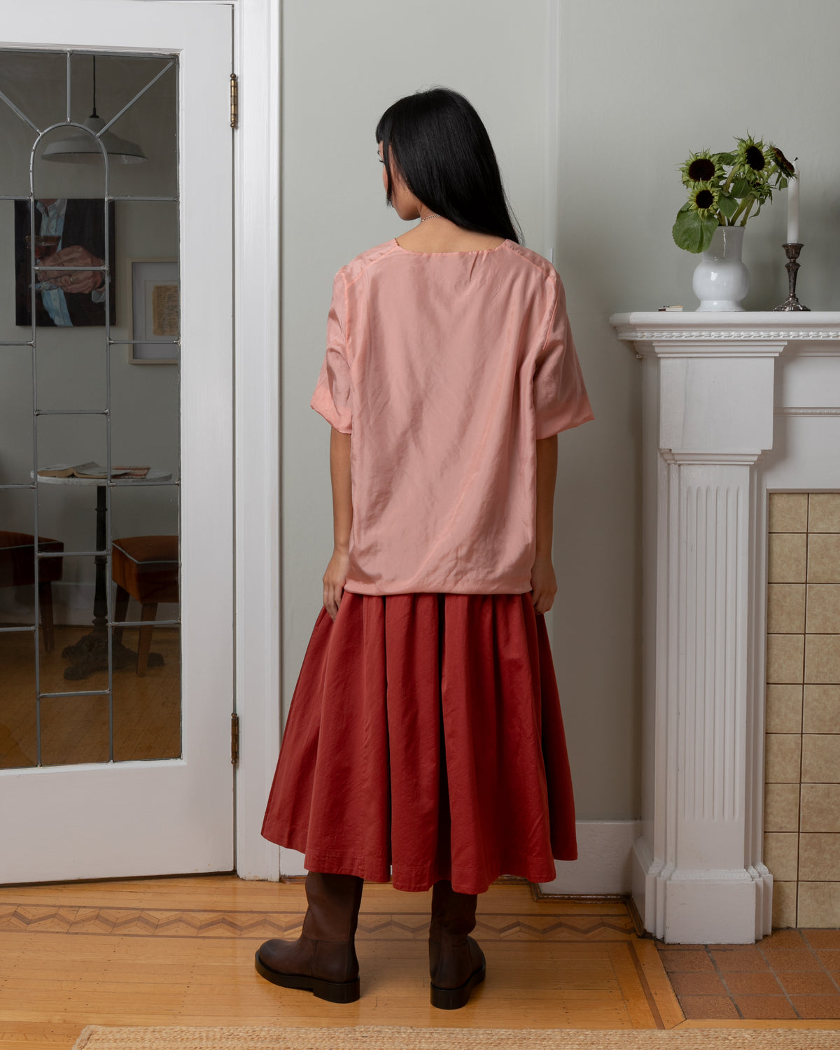 2 Layers Silk Top - Old Pink