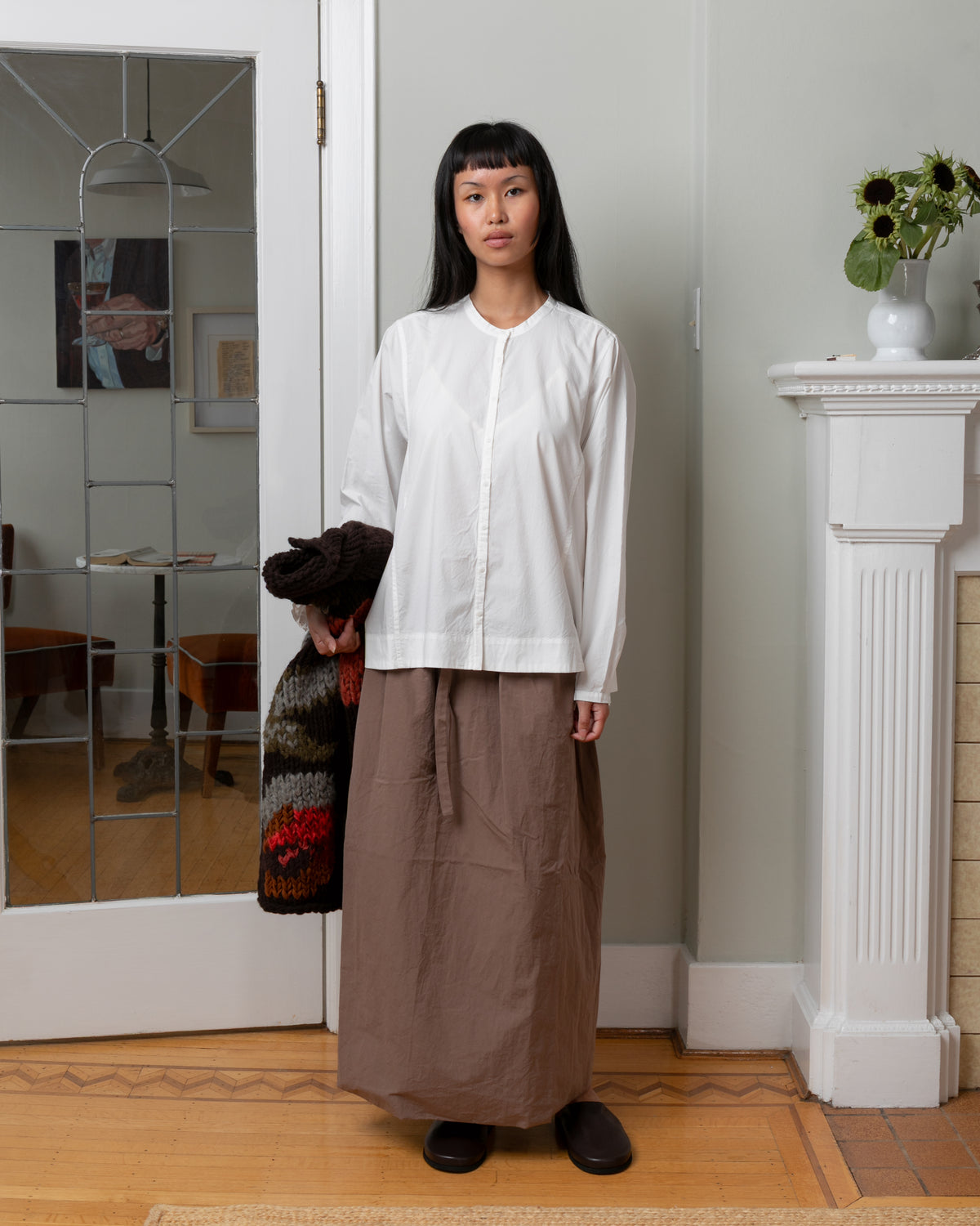 Jennie Paper Cotton Skirt - Clay