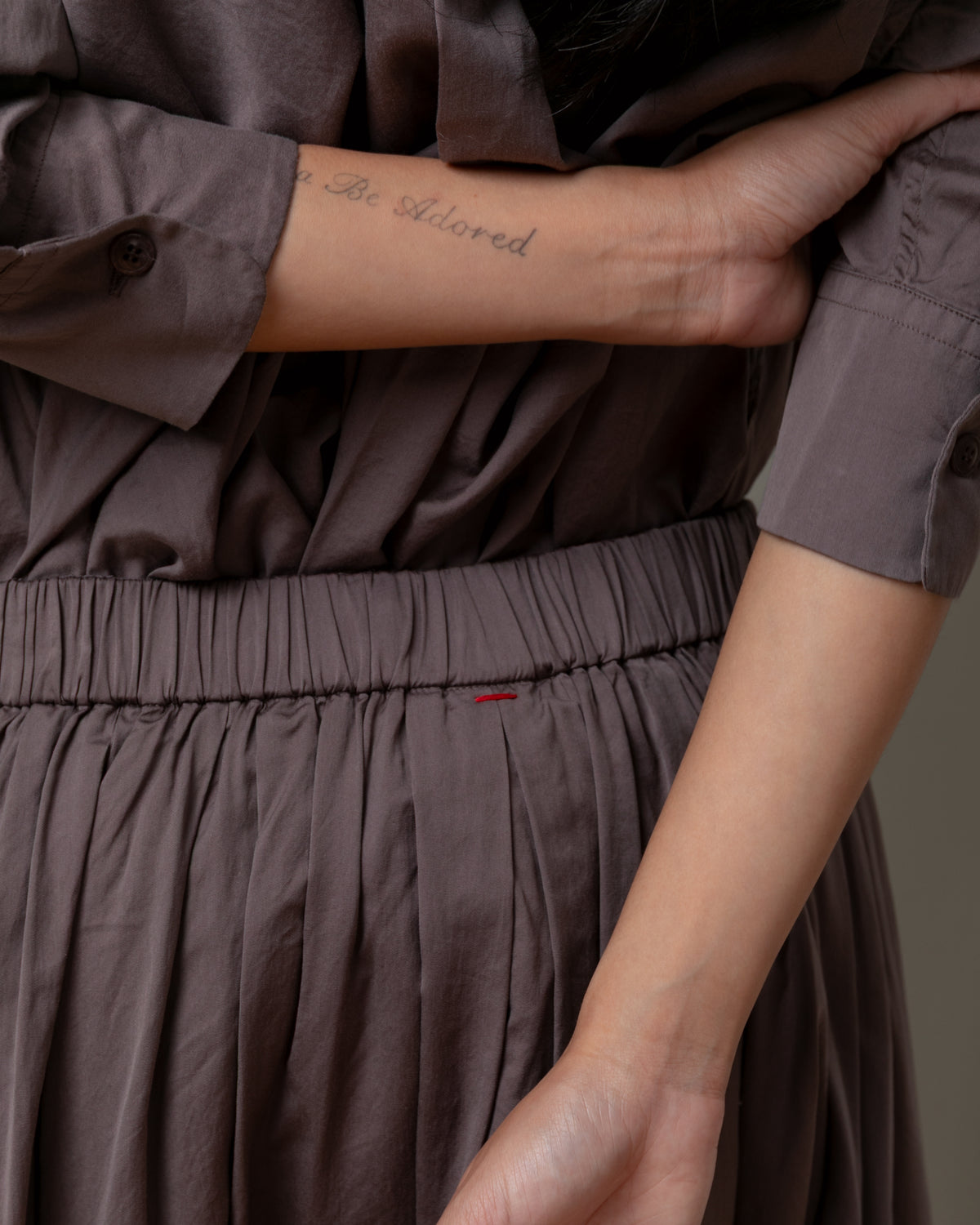 Casey Casey-Bb Pleat Twill Cotton Silk Skirt - Clay-Skirts-Boboli-Vancouver-Canada