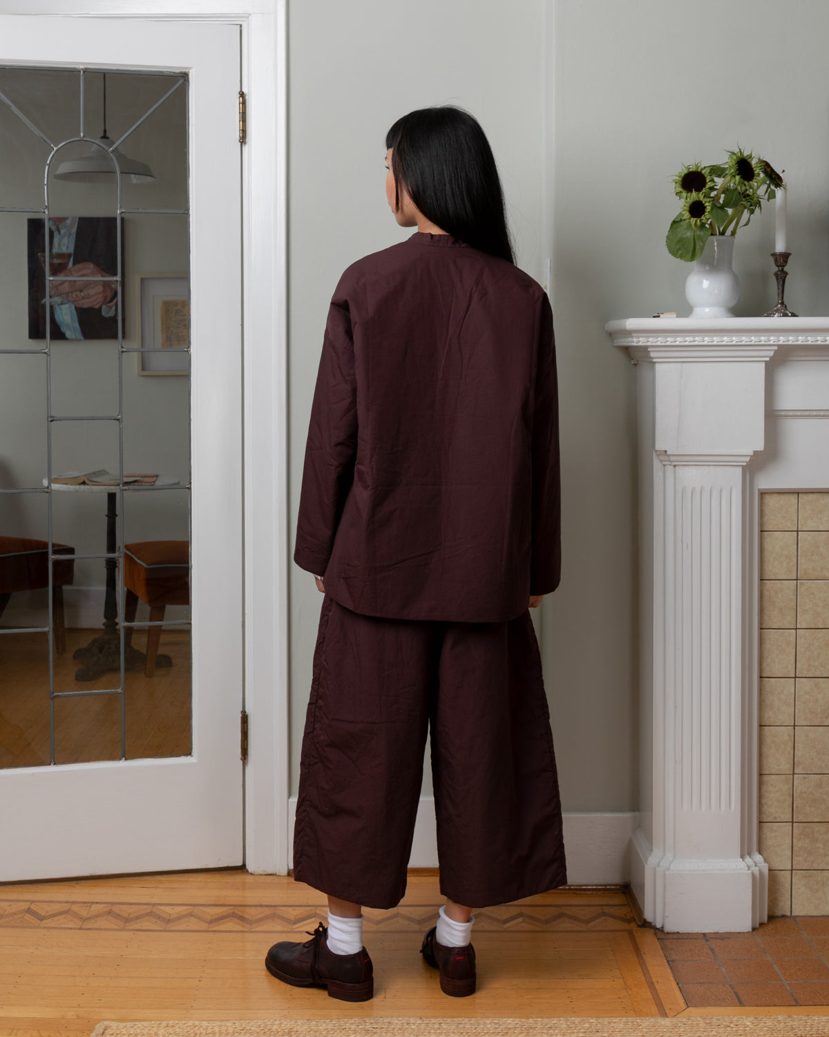 Juliane Chalk Poplin Jacket - Ebony