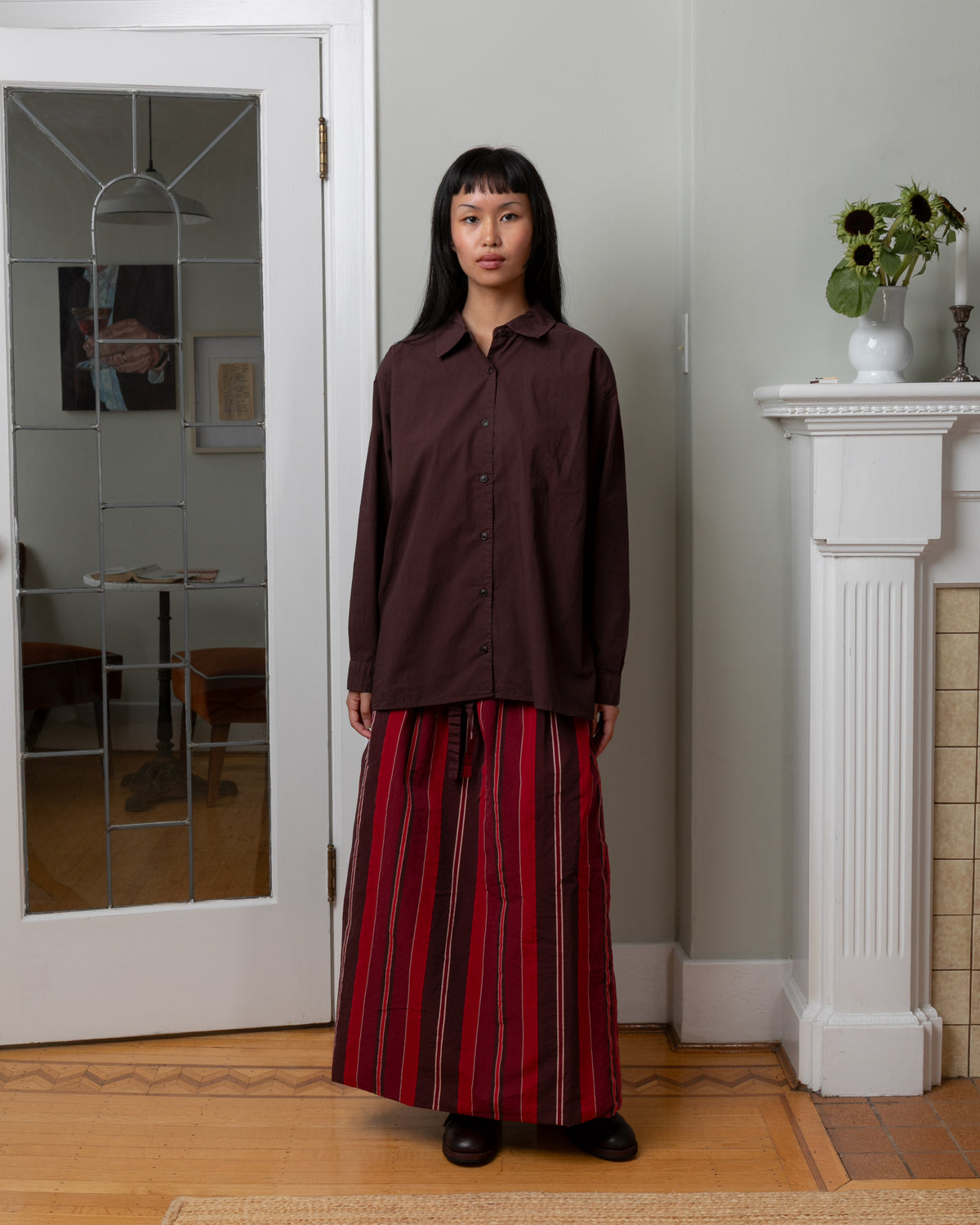 Casey Casey-Naomi Cotton Shirt - Burgundy-Shirts-Boboli-Vancouver-Canada