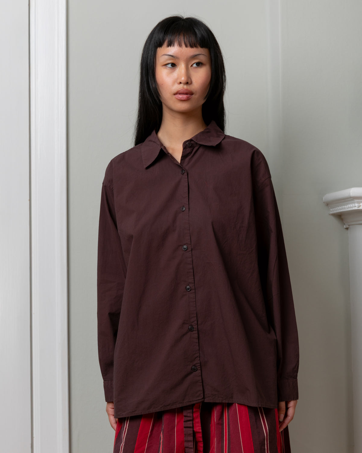 Casey Casey-Naomi Cotton Shirt - Burgundy-Shirts-Boboli-Vancouver-Canada