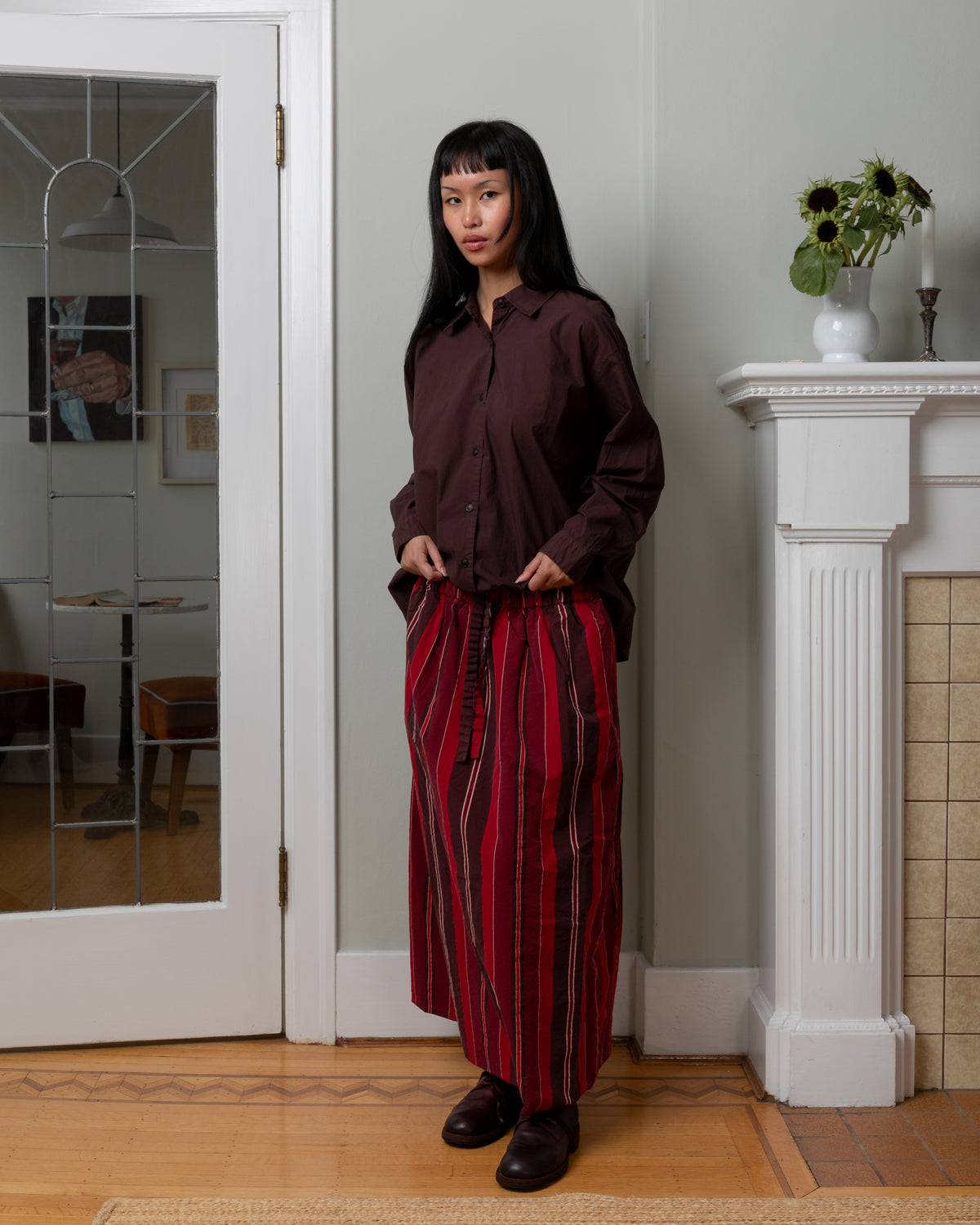 Jennie Paper Cotton Skirt - Reds Stripes