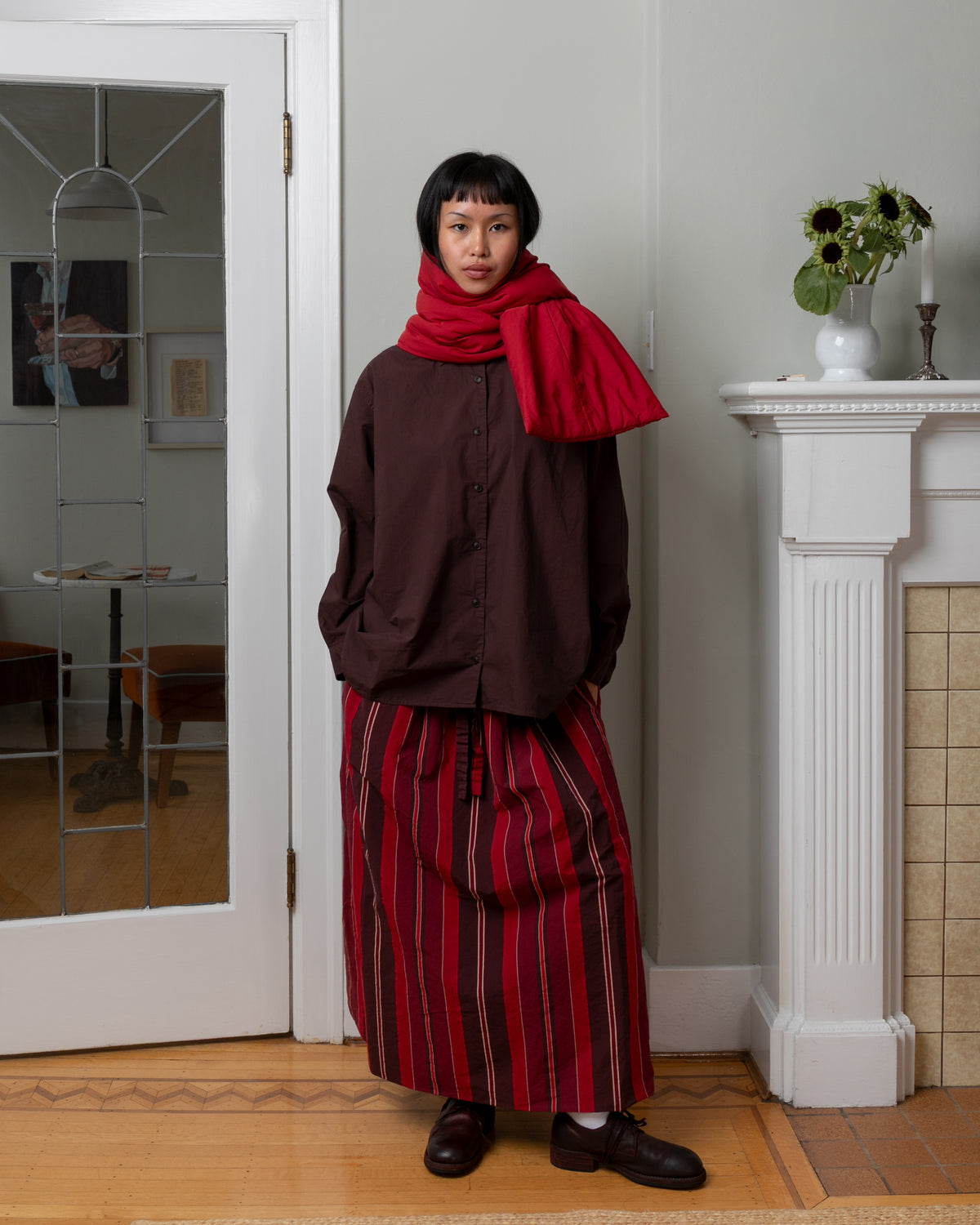 Casey Casey-Naomi Cotton Shirt - Burgundy-Shirts-Boboli-Vancouver-Canada