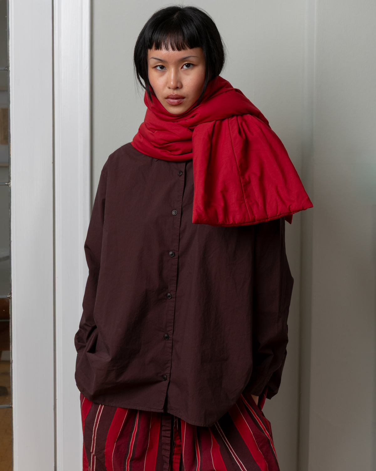 Julianne Chalk Poplin Scarve - Garnet
