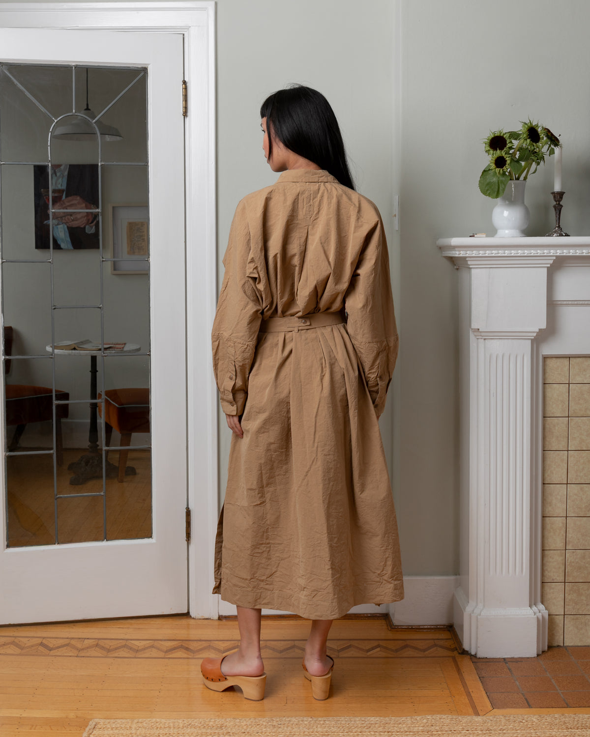 Waga Ls Paper Cotton Dress - Beige