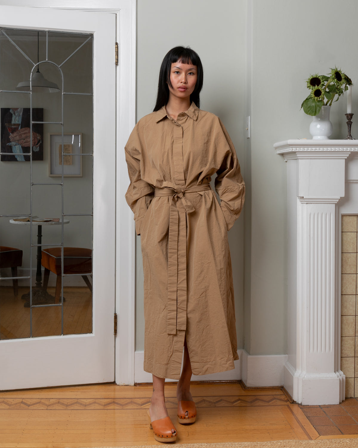 Waga Ls Paper Cotton Dress - Beige