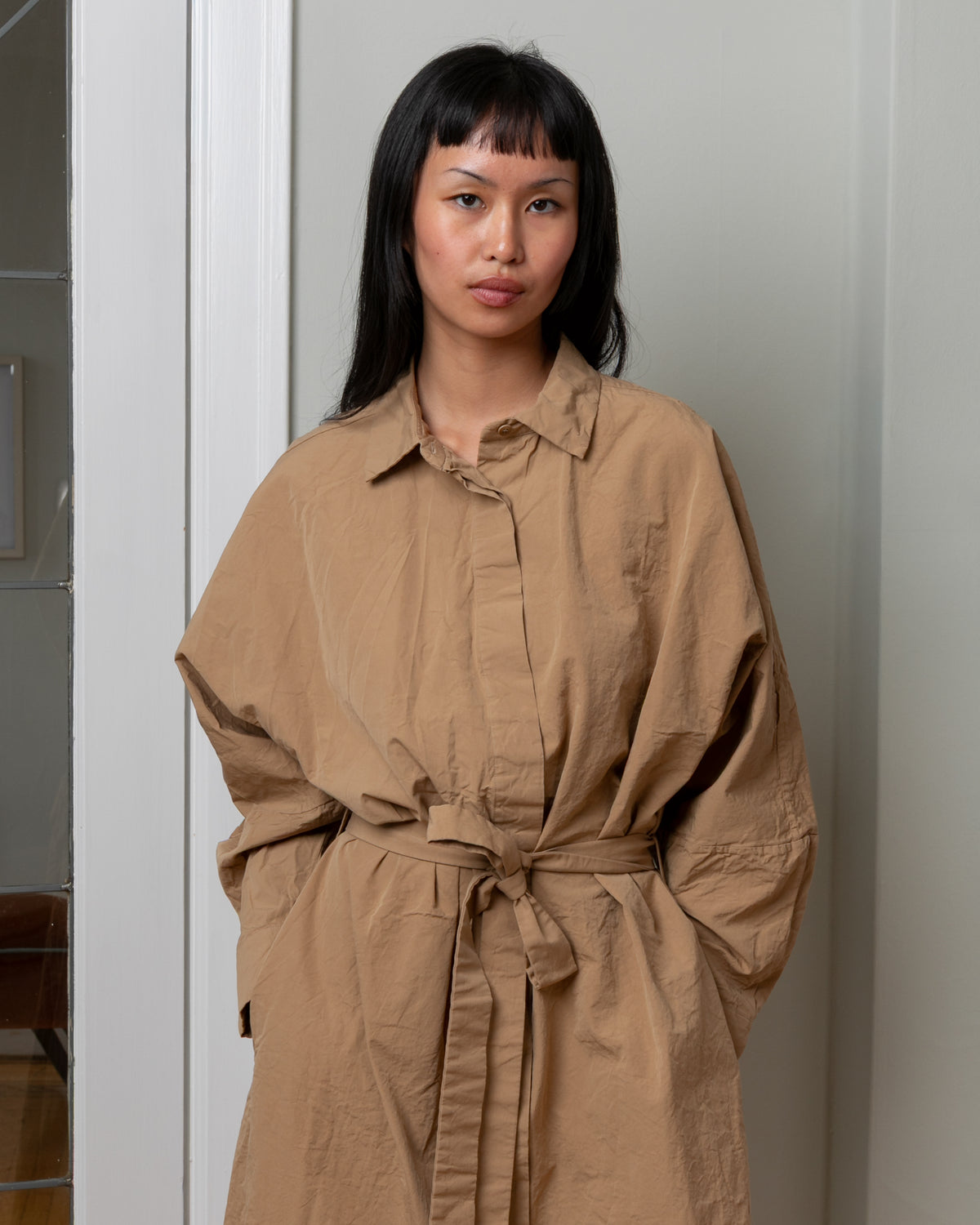 Waga Ls Paper Cotton Dress - Beige