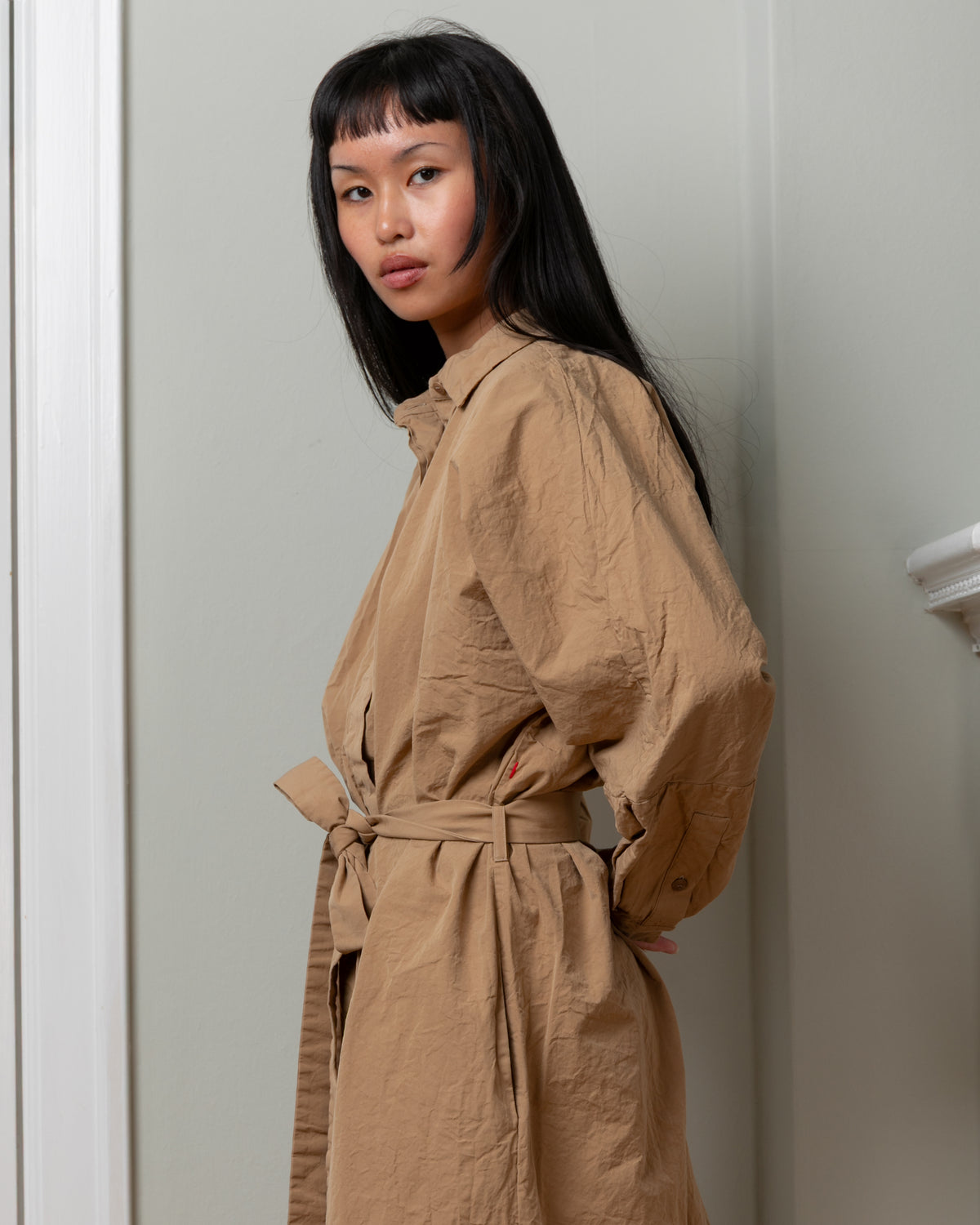 Waga Ls Paper Cotton Dress - Beige