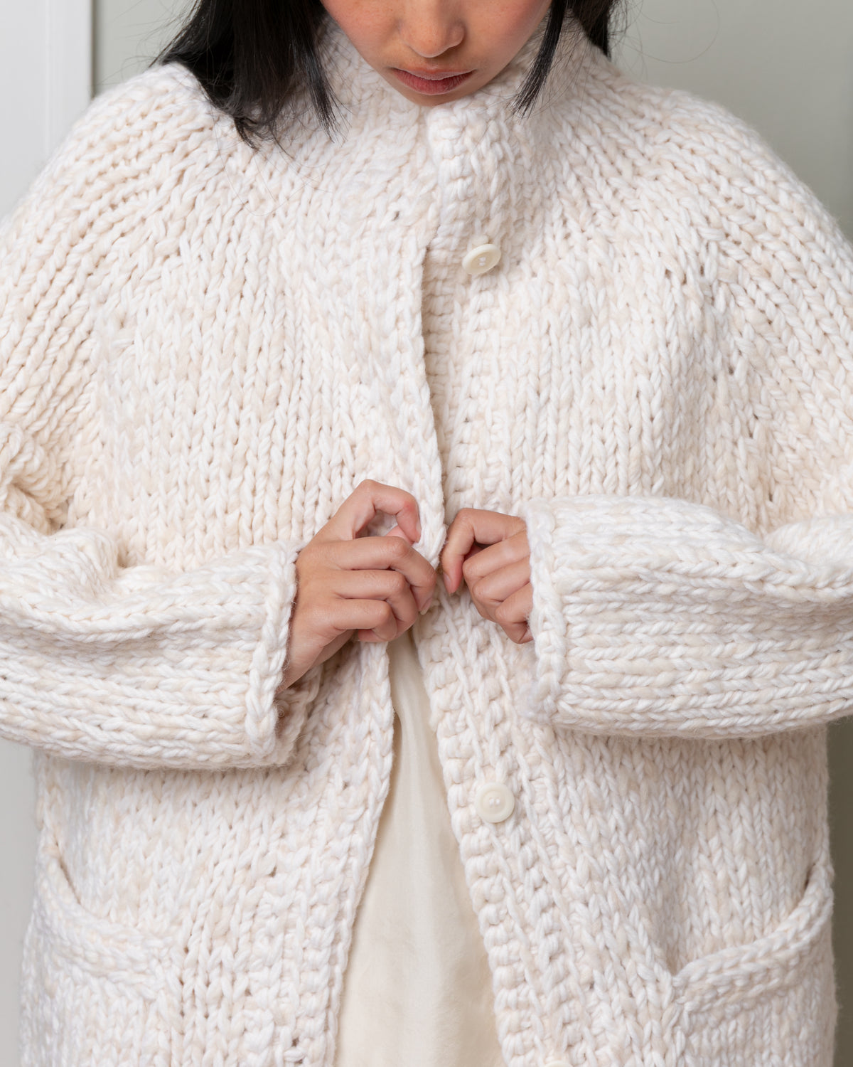 Camille Softy Marled Cardigan - Ecru/Ecru
