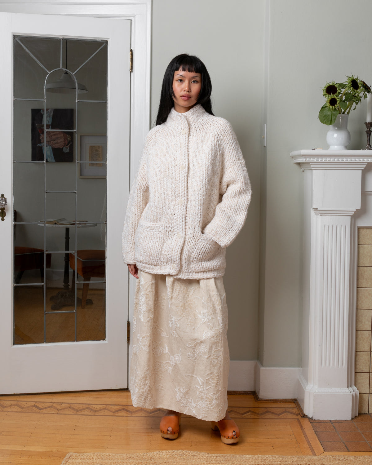 Camille Softy Marled Cardigan - Ecru/Ecru