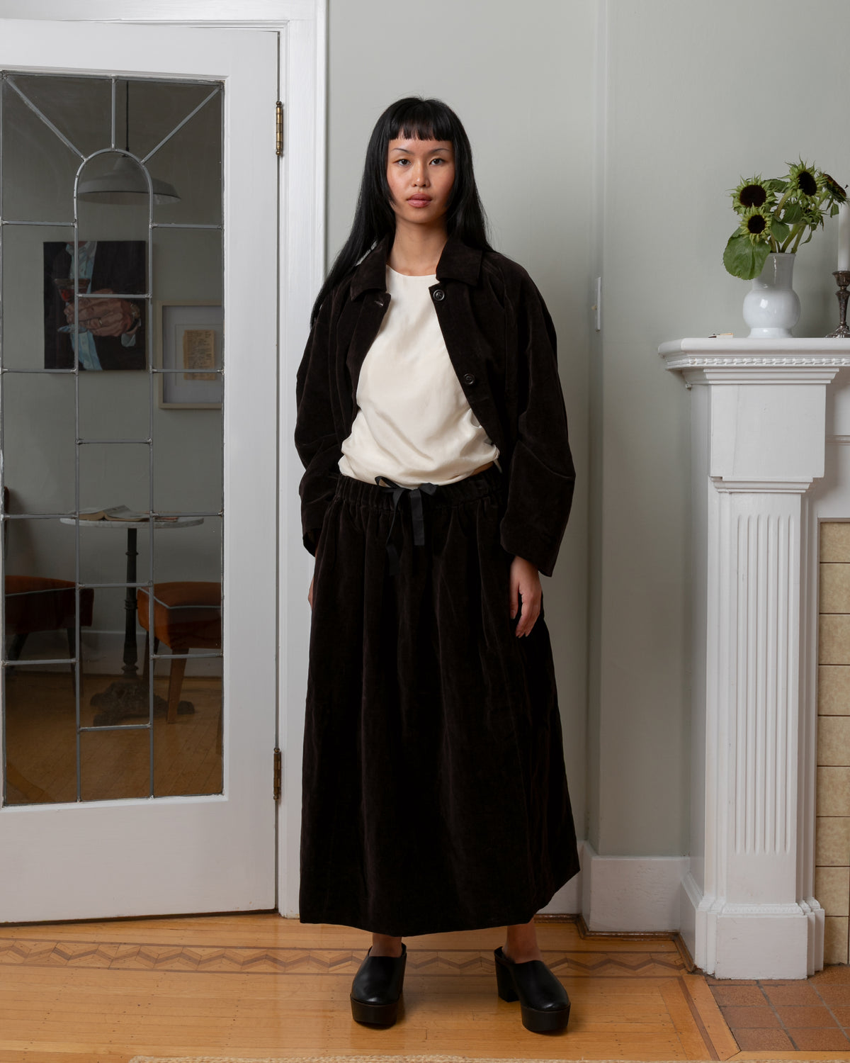 Casey Casey-Ghosty Mid Velvet Skirt - Dark Brown-Skirts-Boboli-Vancouver-Canada
