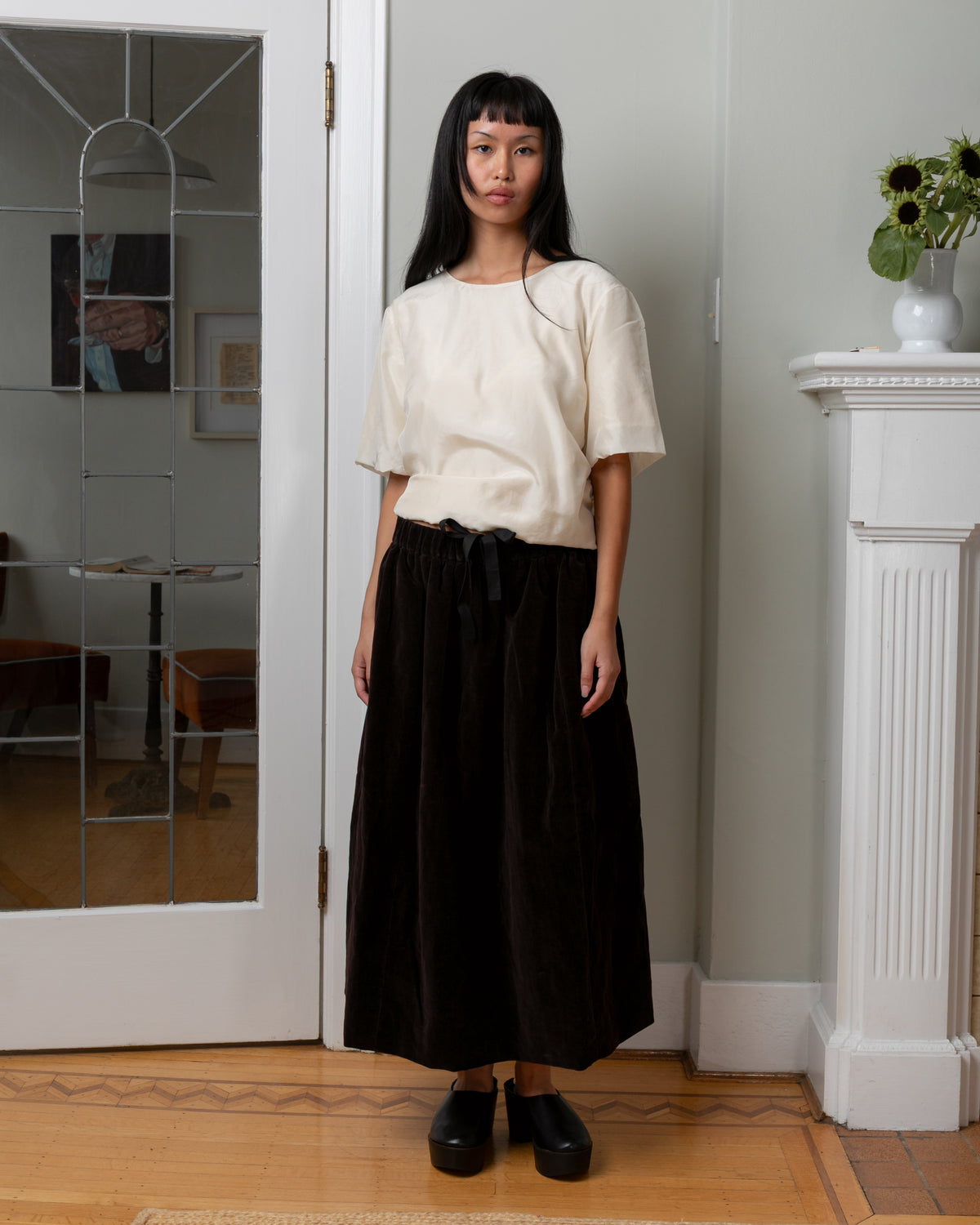 Casey Casey-Ghosty Mid Velvet Skirt - Dark Brown-Skirts-Boboli-Vancouver-Canada