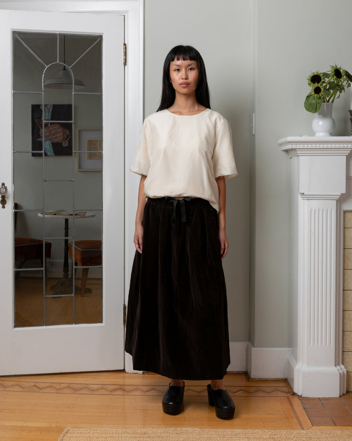 Casey Casey-Ghosty Mid Velvet Skirt - Dark Brown-Skirts-Boboli-Vancouver-Canada